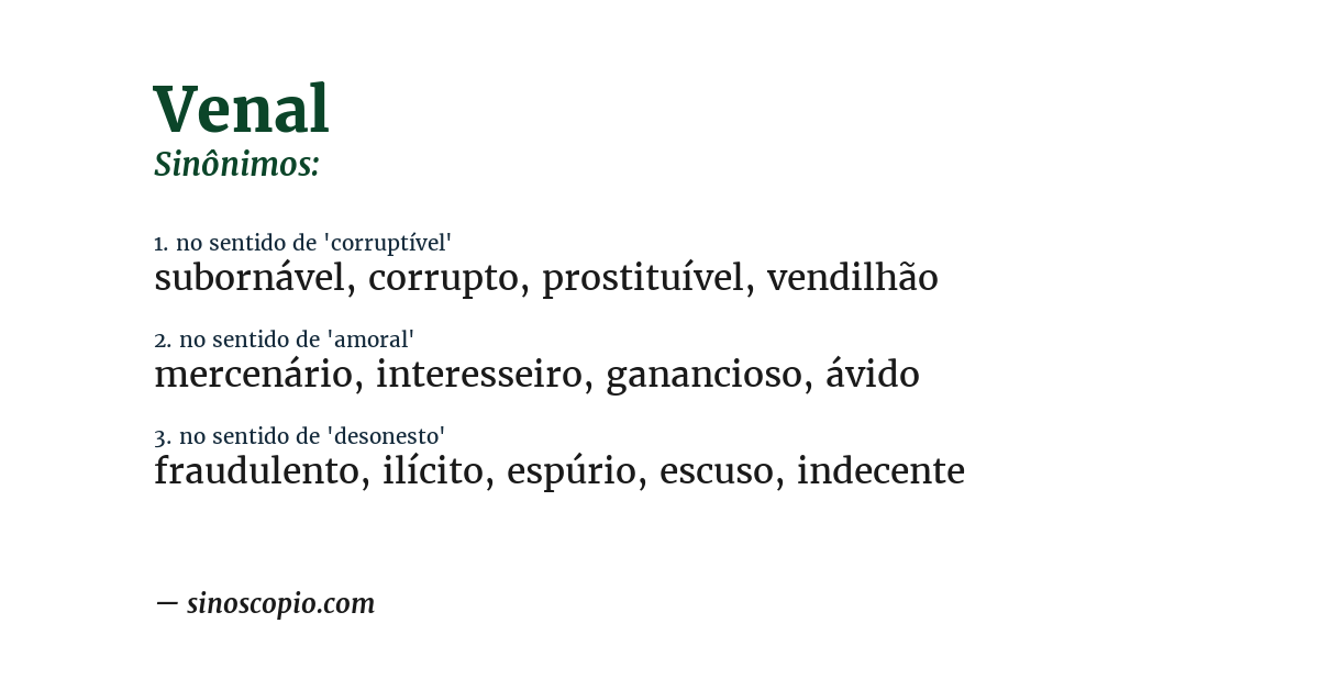 Sinônimo de venal