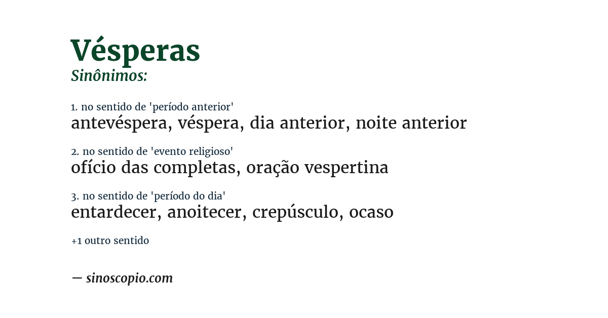 Sinônimo de vésperas