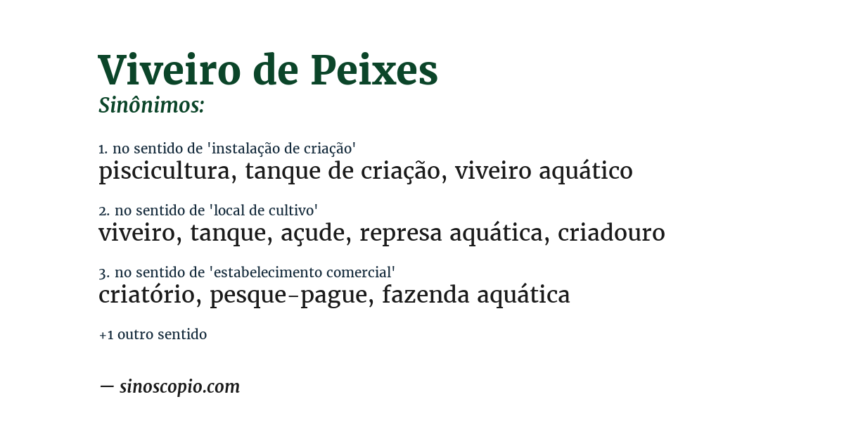 Sinônimo de viveiro de peixes