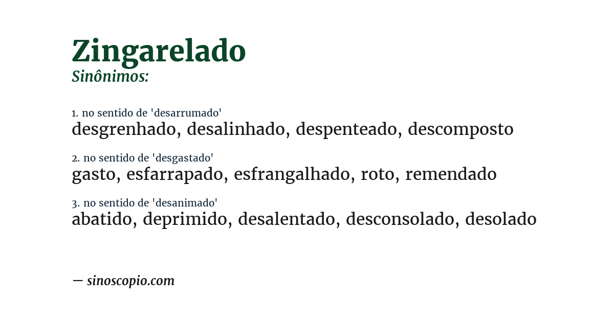 Sinônimo de zingarelado