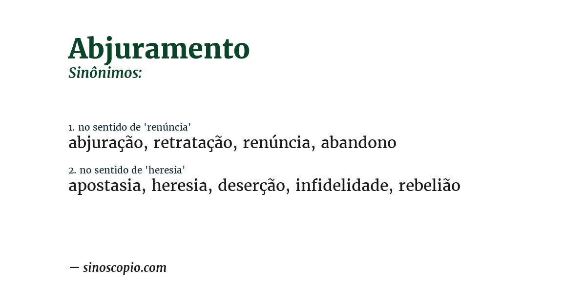 Sinônimo de abjuramento