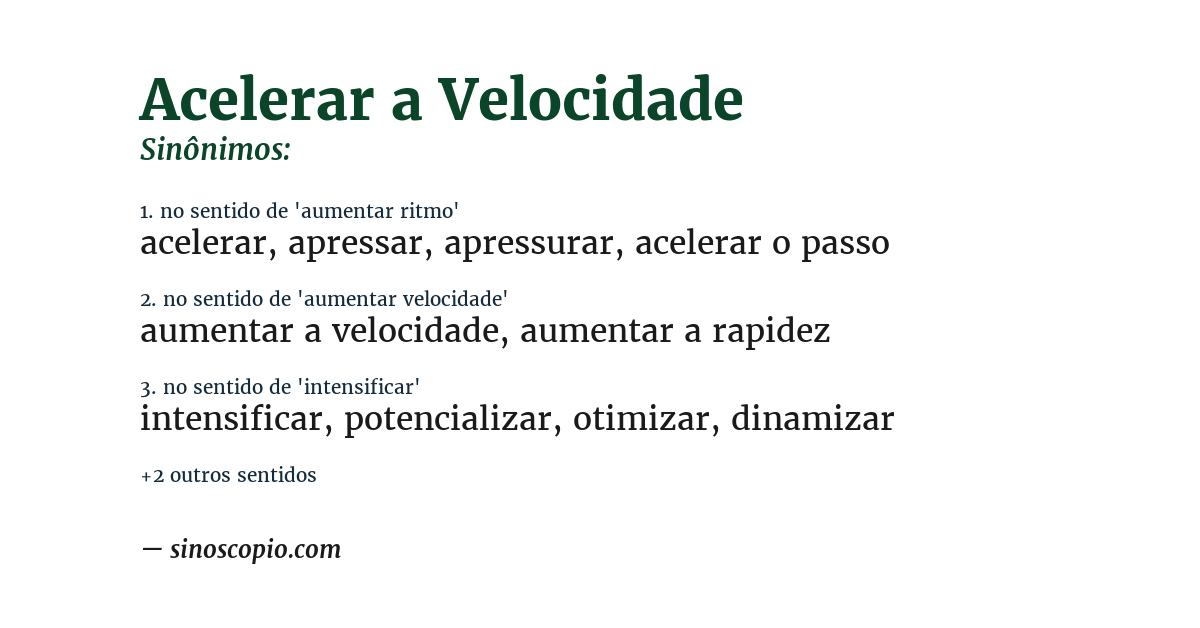 Sinônimo de acelerar a velocidade