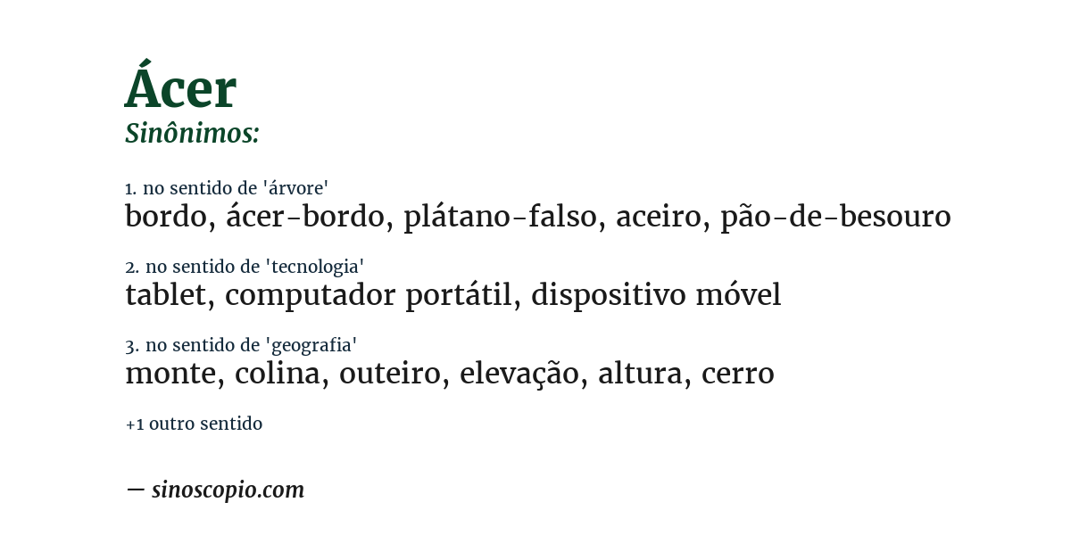 Sinônimo de ácer