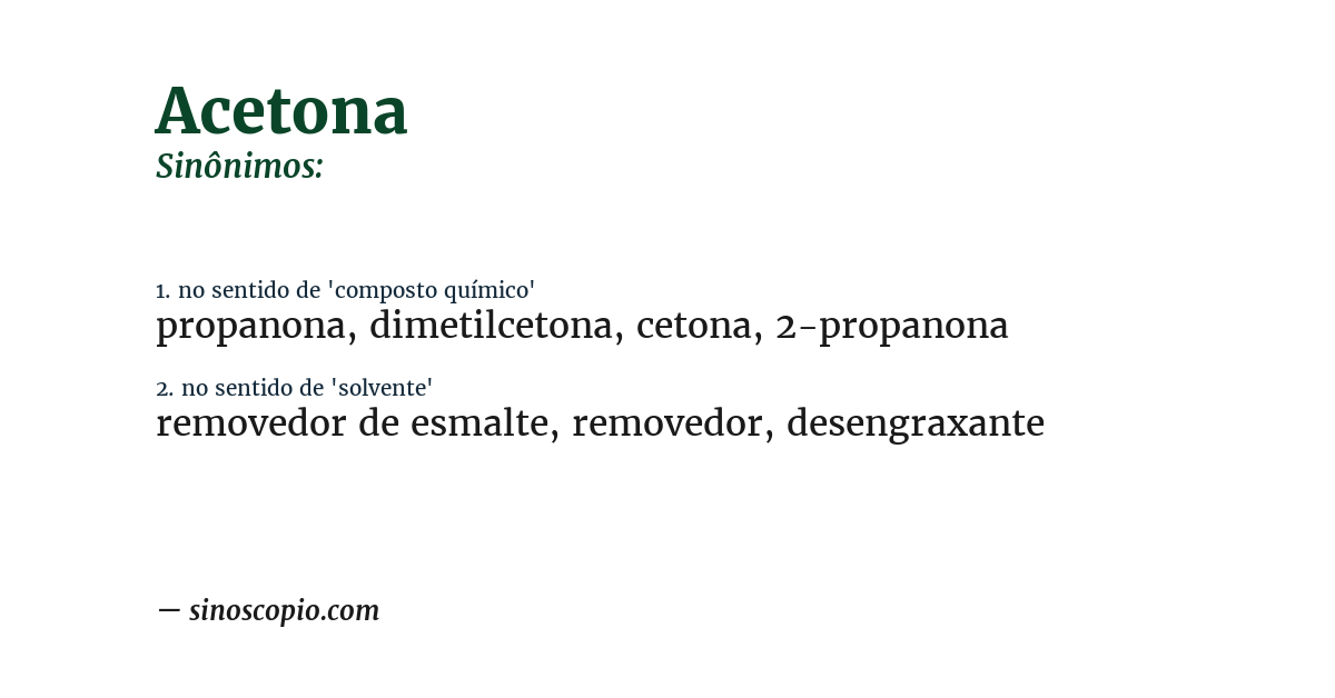 Sinônimo de acetona