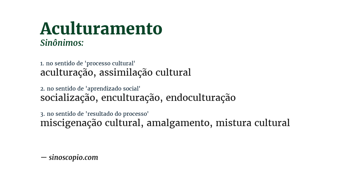 Sinônimo de aculturamento