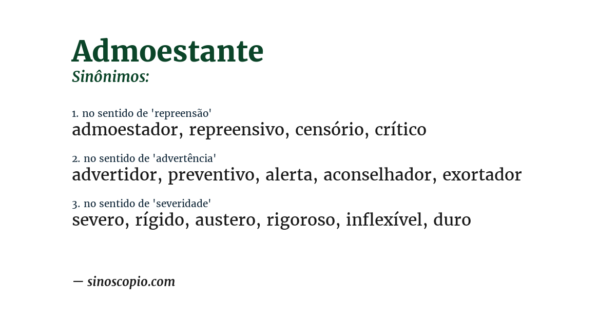 Sinônimo de admoestante