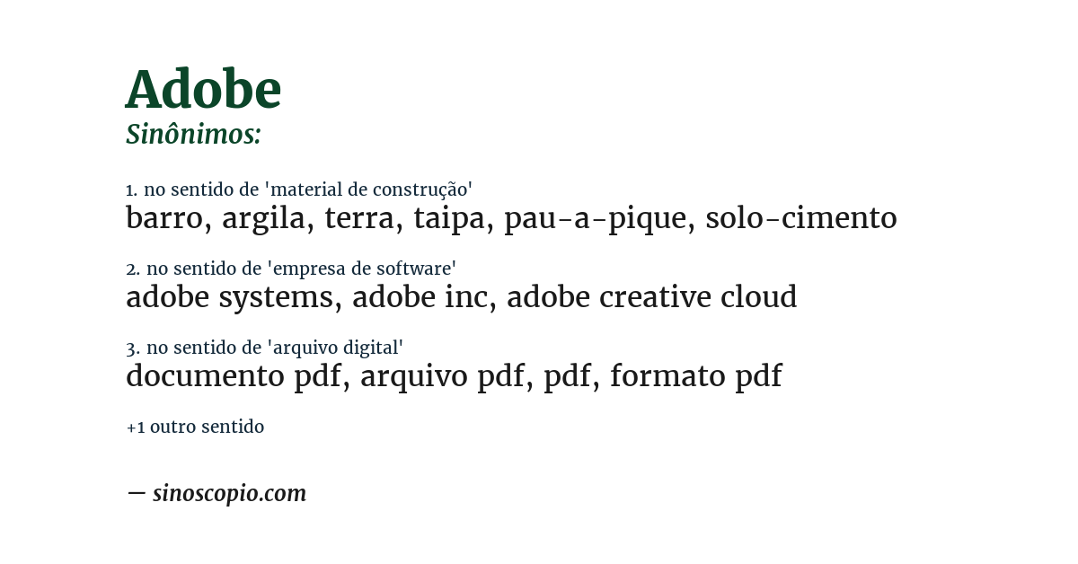 Sinônimo de adobe