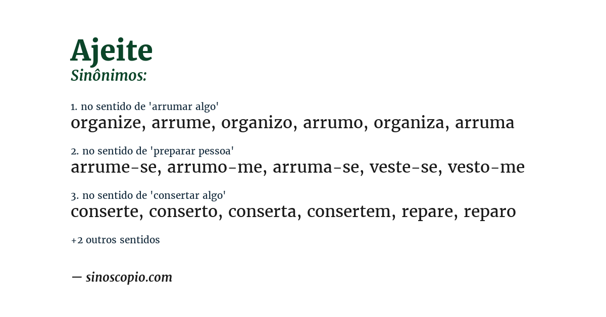 Sinônimo de ajeite