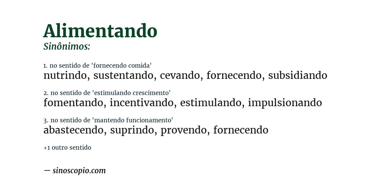 Sinônimo de alimentando