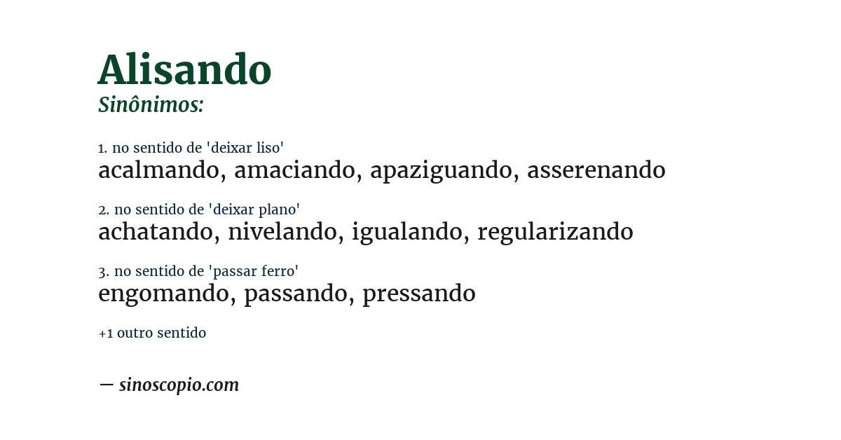 Sinônimo de alisando