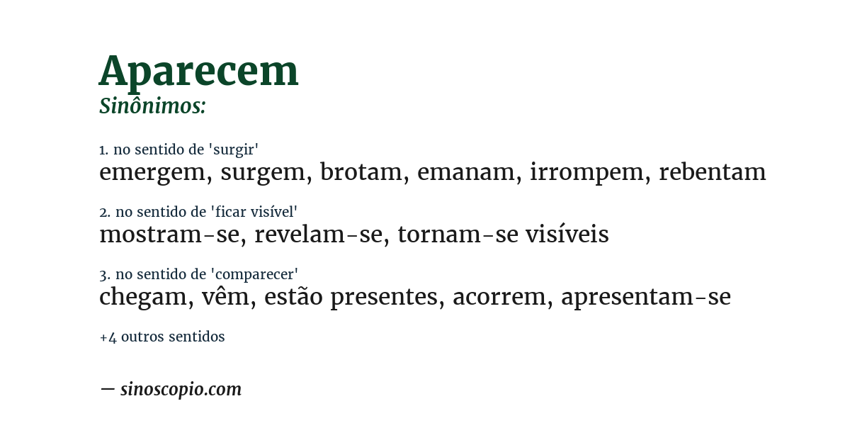 Sinônimo de aparecem