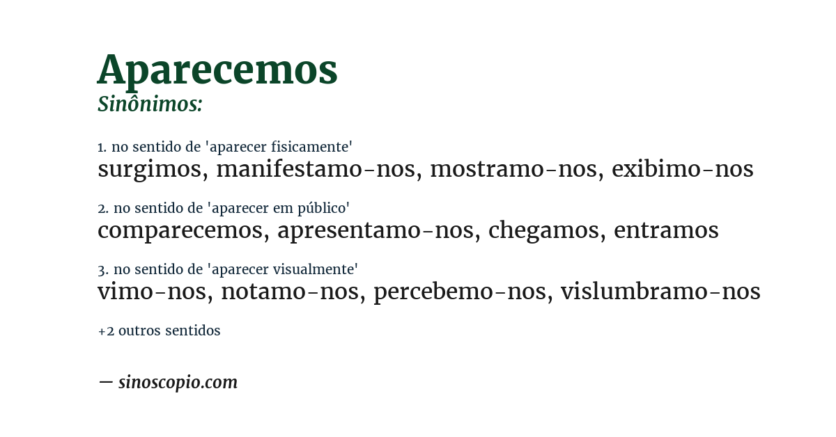 Sinônimo de aparecemos