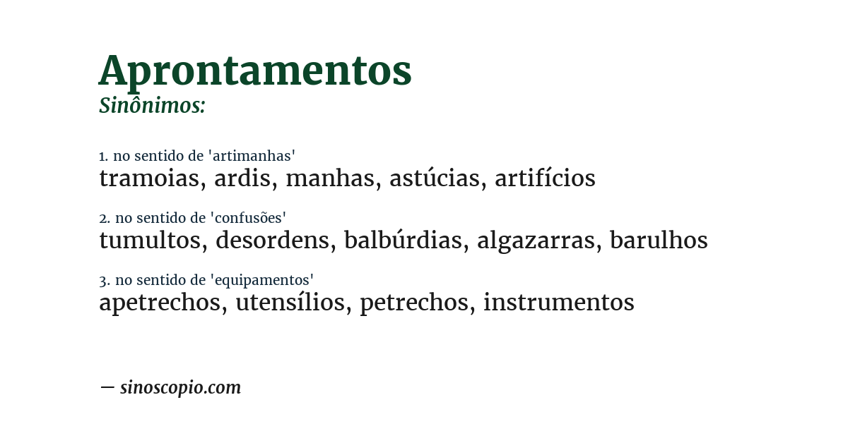 Sinônimo de aprontamentos