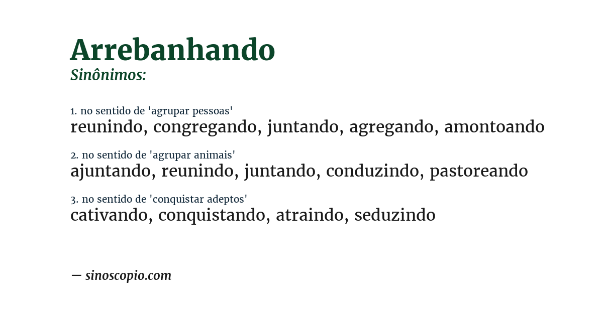 Sinônimo de arrebanhando