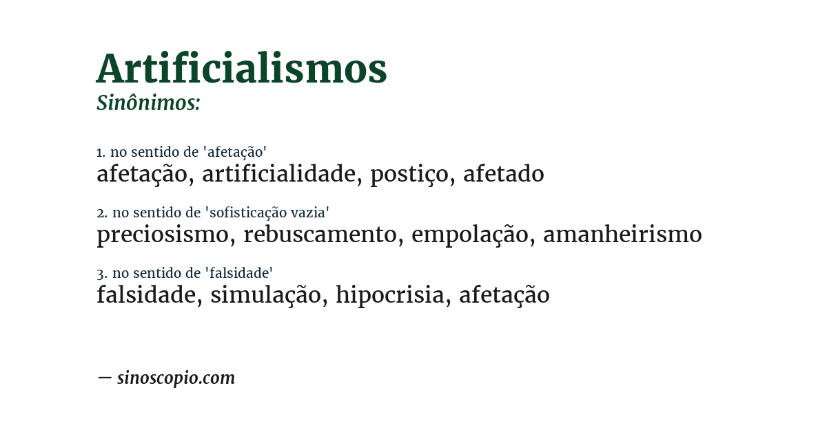 Sinônimo de artificialismos