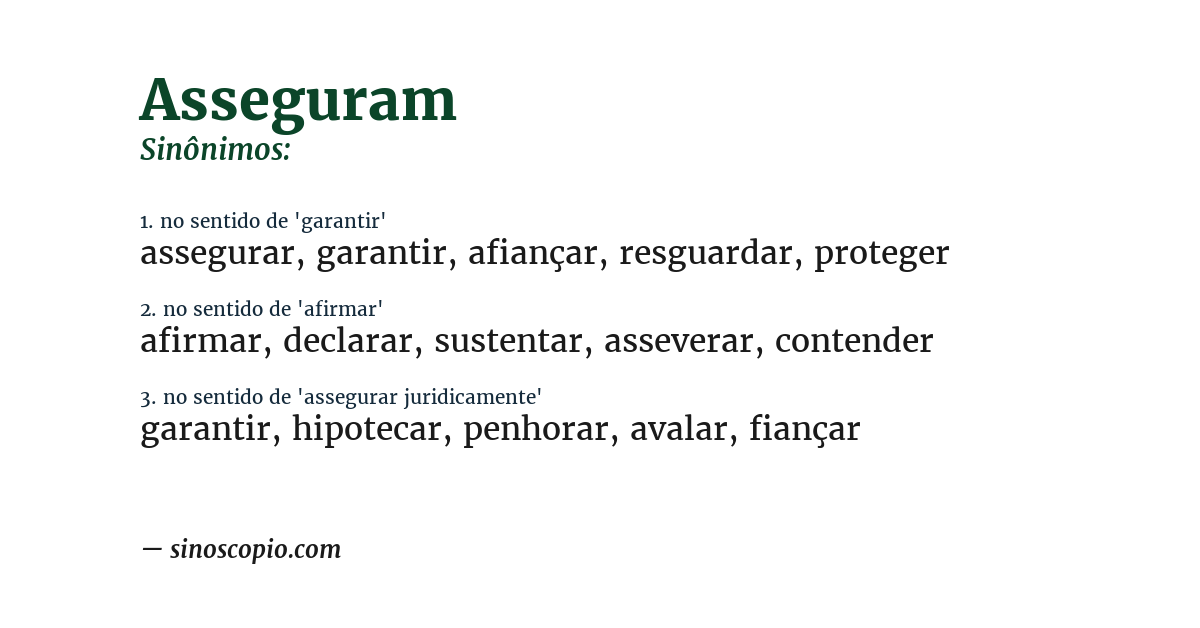 Sinônimo de asseguram
