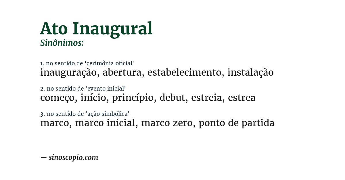 Sinônimo de ato inaugural