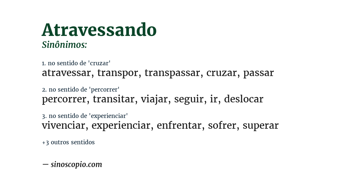Sinônimo de atravessando