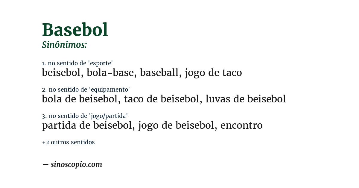 Sinônimo de basebol