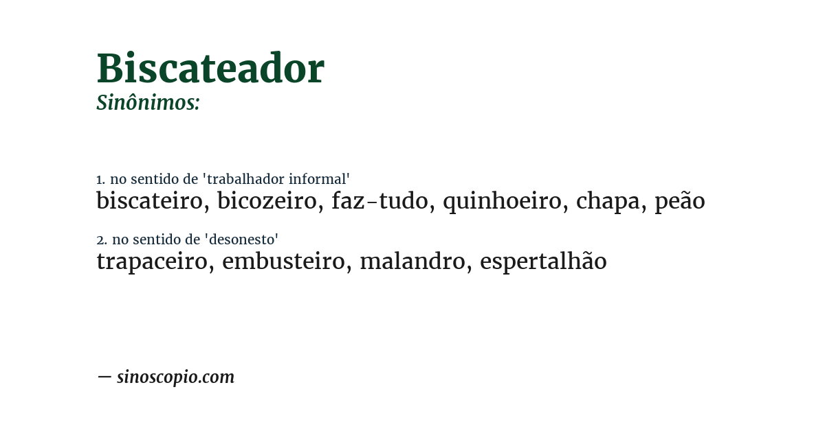 Sinônimo de biscateador