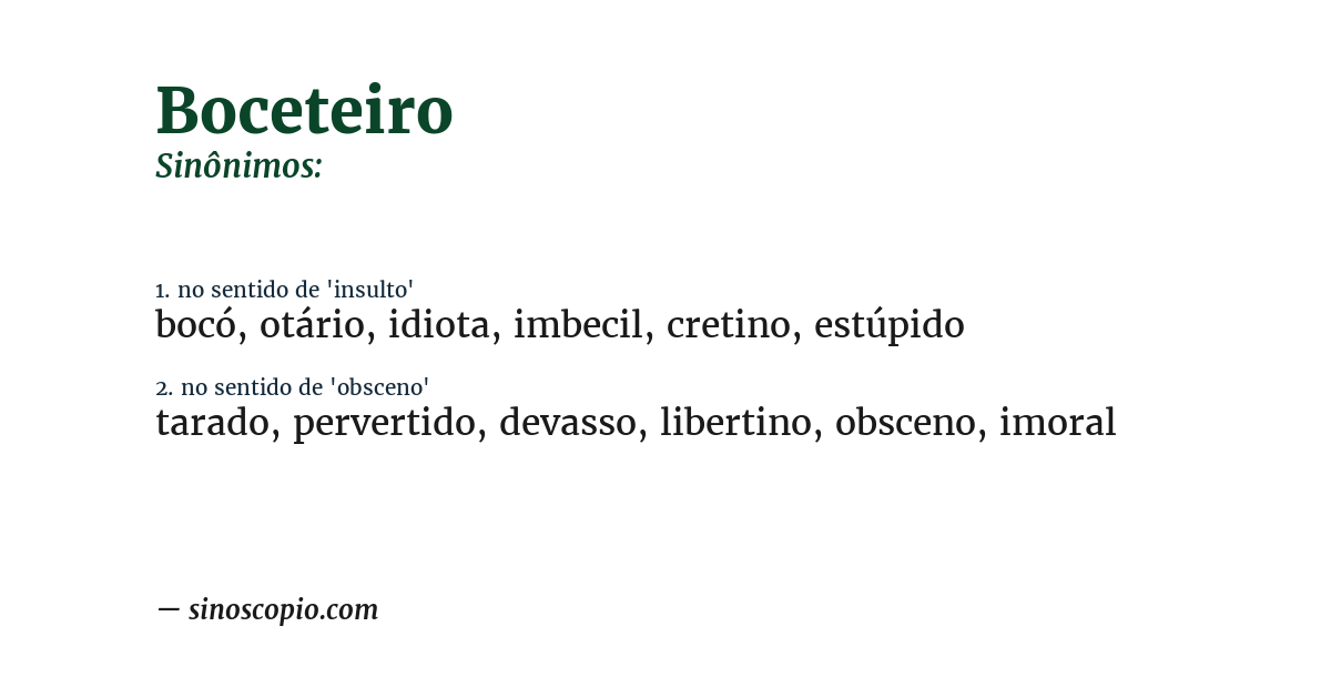 Sinônimo de boceteiro