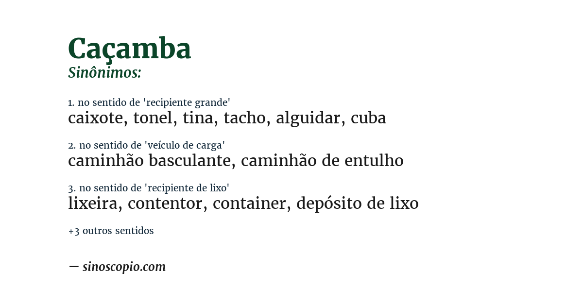 Sinônimo de caçamba