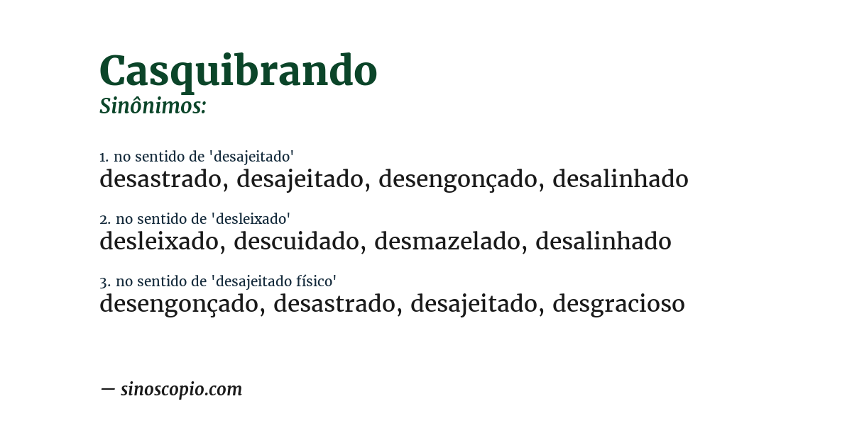 Sinônimo de casquibrando