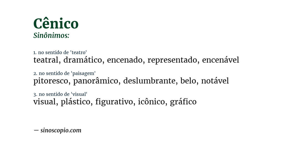 Sinônimo de cênico
