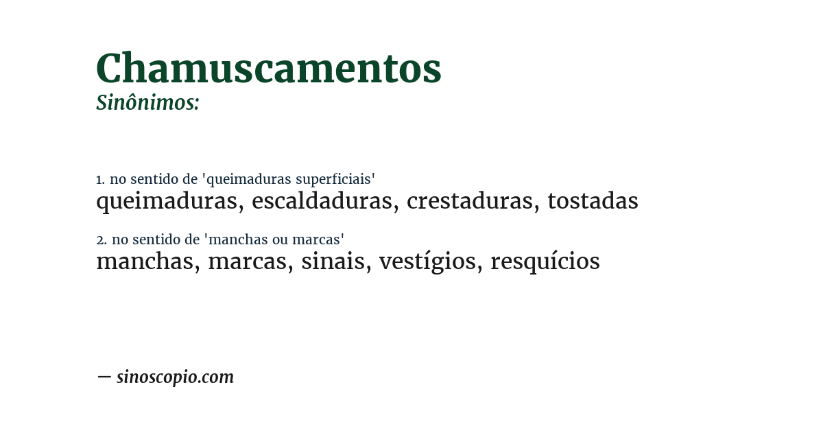Sinônimo de chamuscamentos