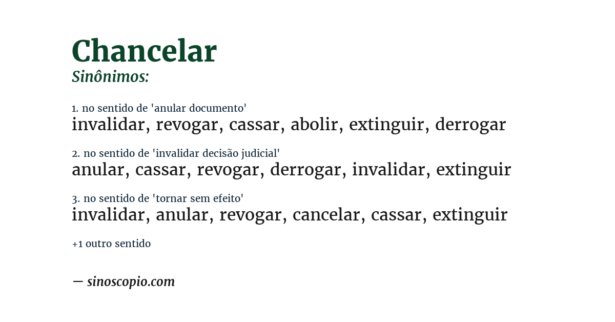Sinônimo de chancelar