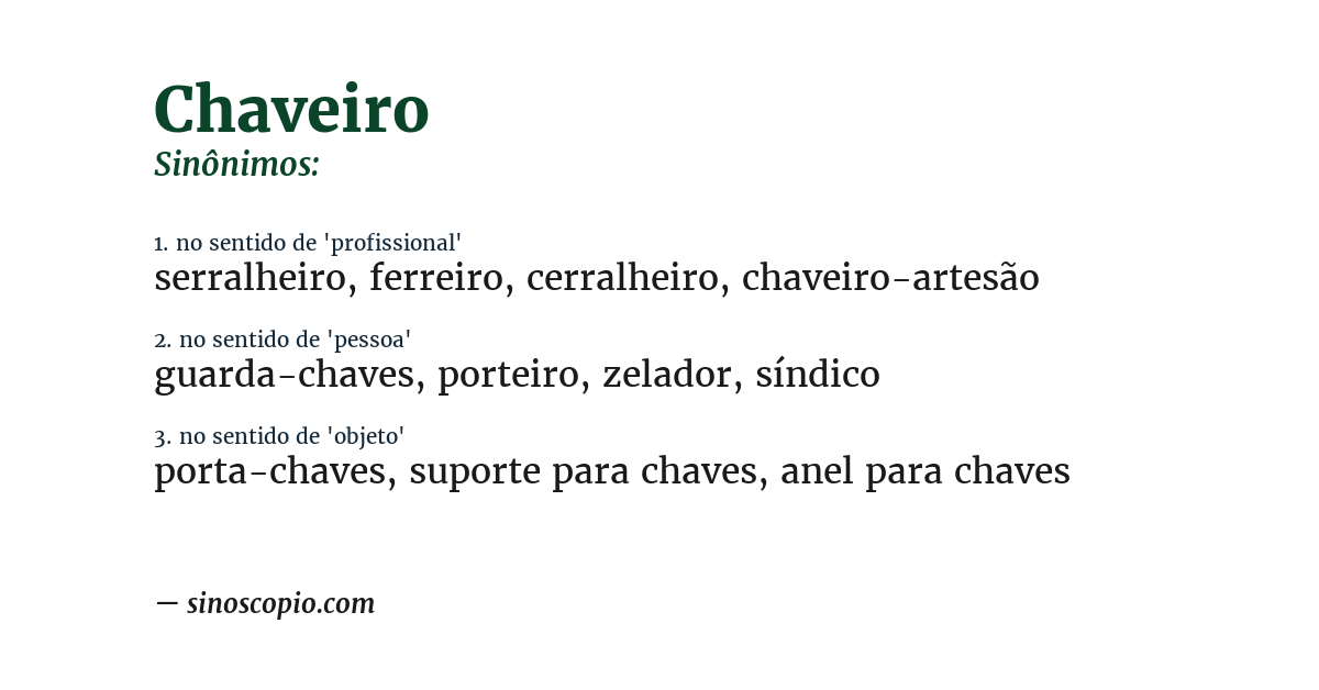 Sinônimo de chaveiro