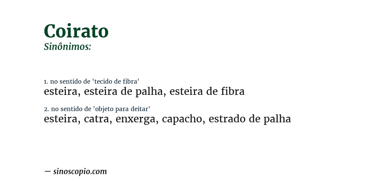 Sinônimo de coirato