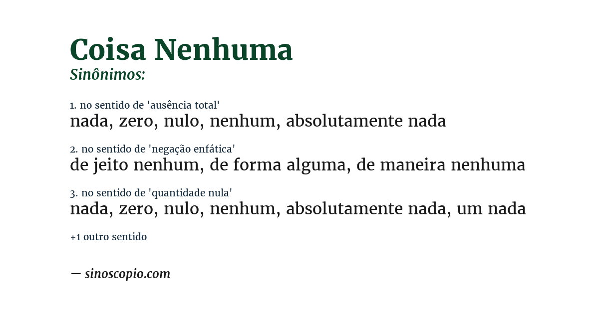 Sinônimo de coisa nenhuma