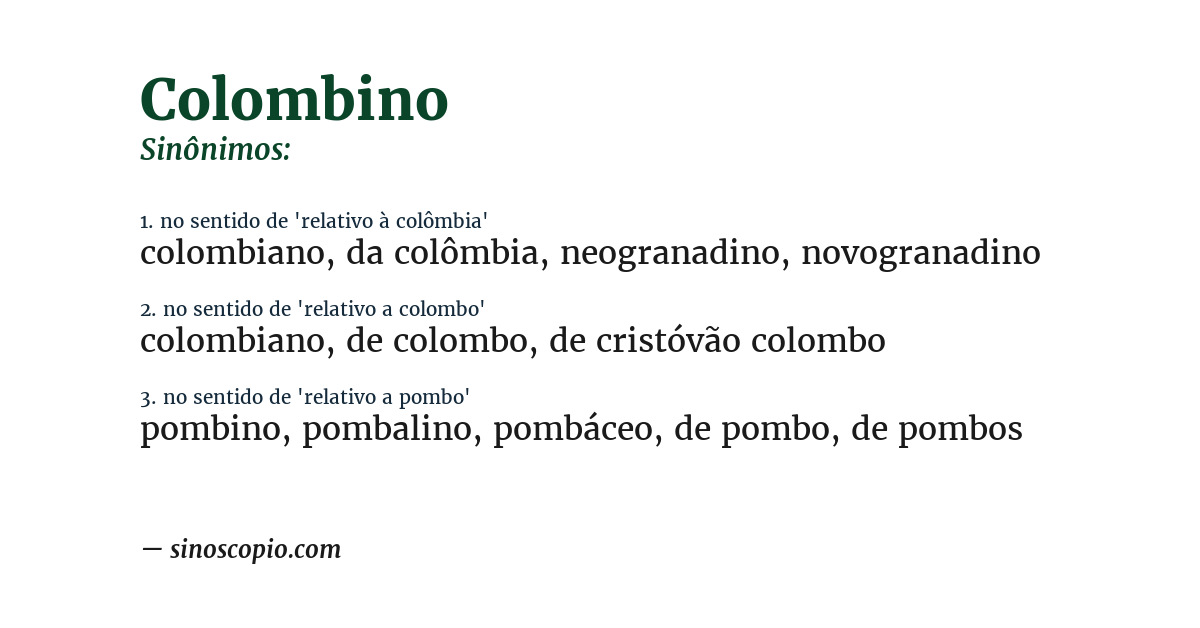 Sinônimo de colombino