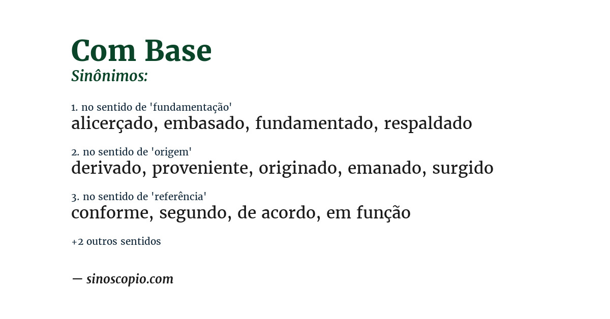 Sinônimo de com base
