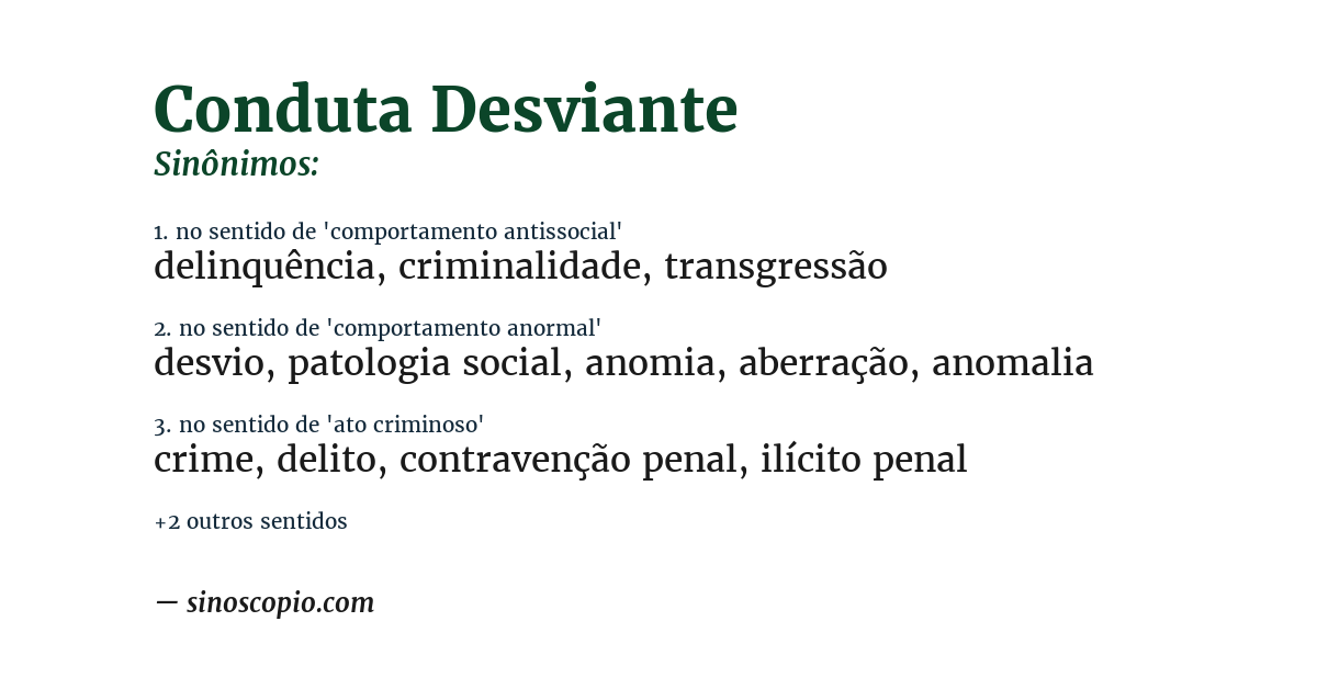 Sinônimo de conduta desviante