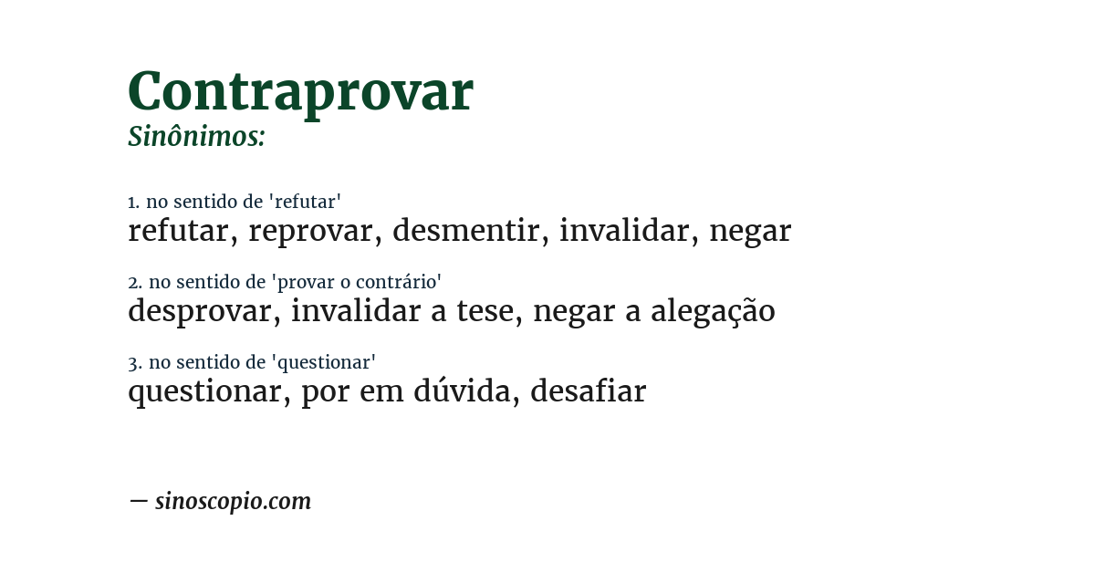 Sinônimo de contraprovar
