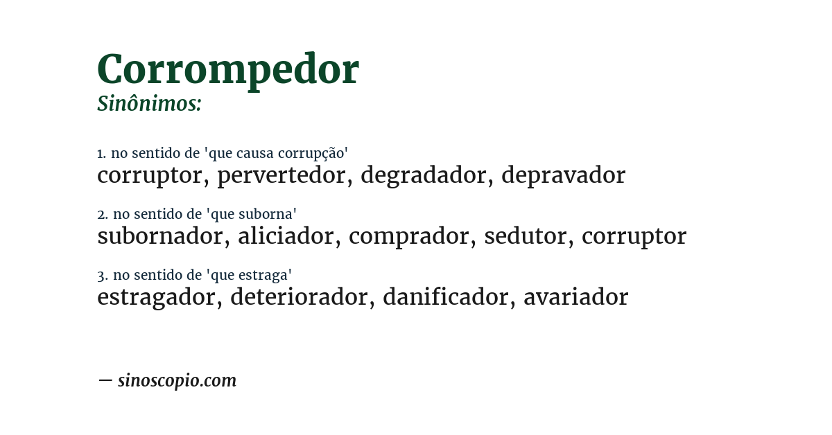 Sinônimo de corrompedor