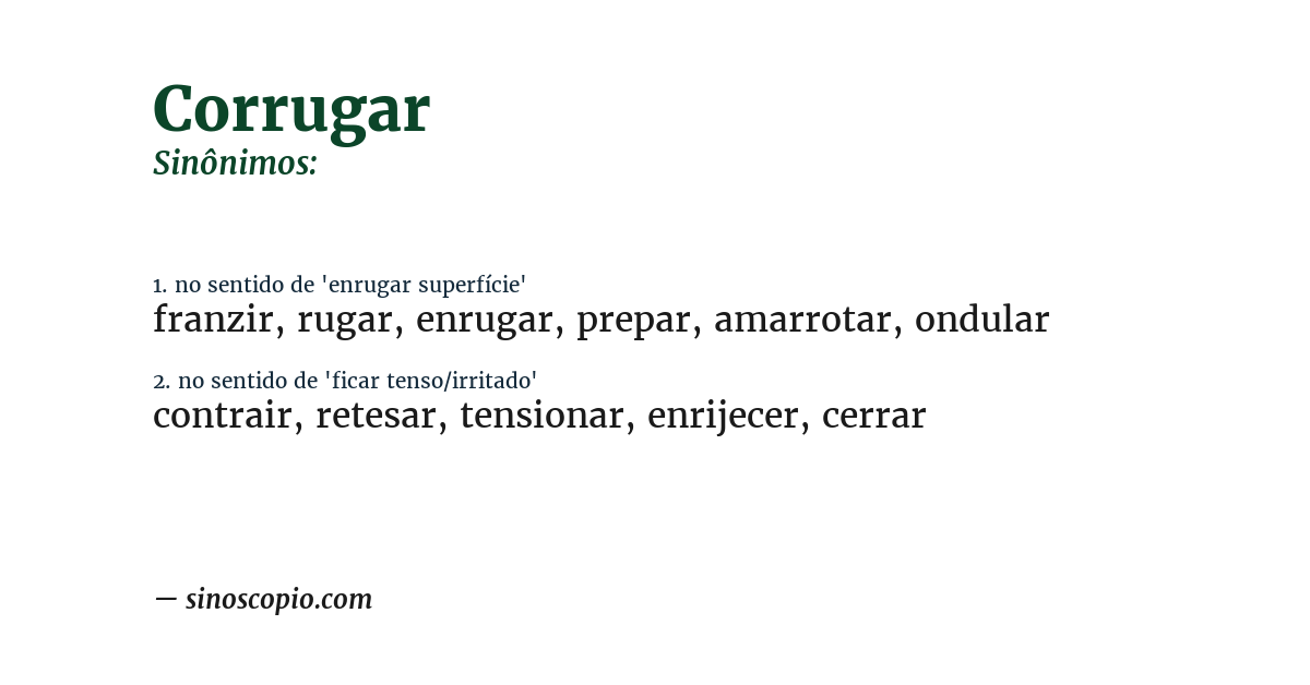 Sinônimo de corrugar