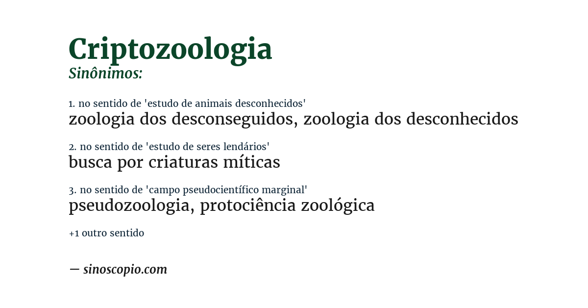Sinônimo de criptozoologia