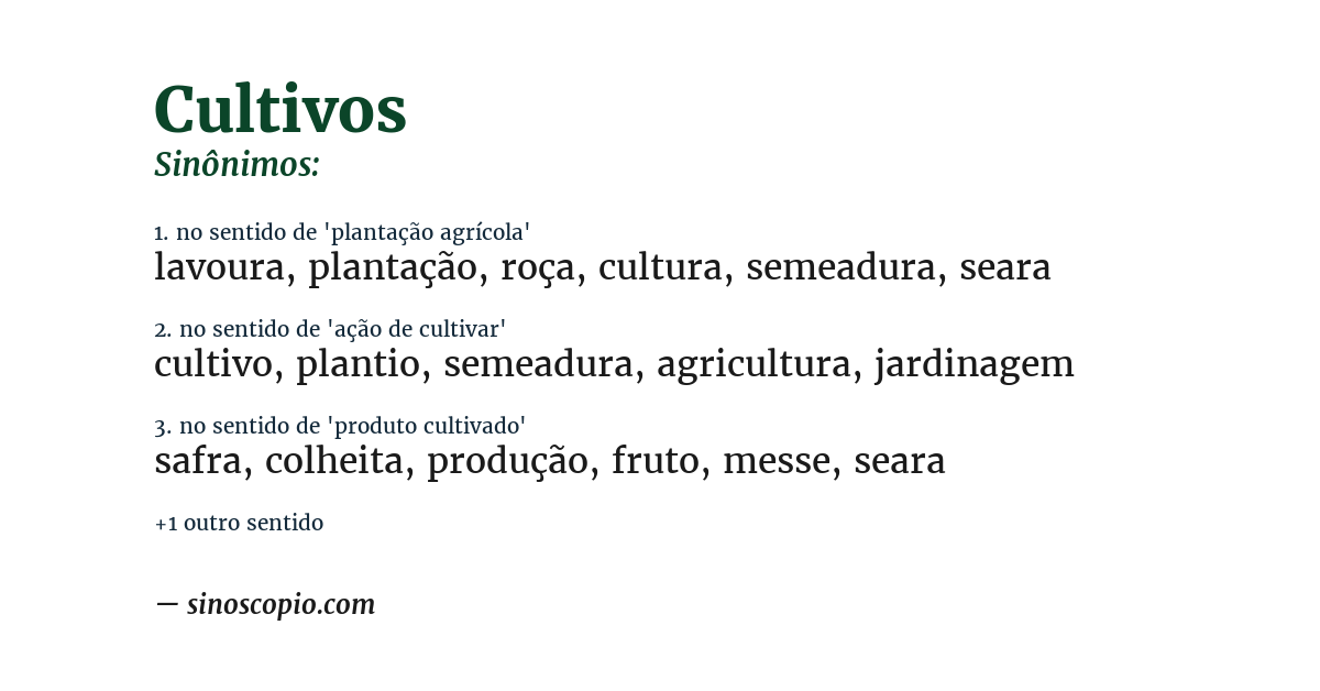 Sinônimo de cultivos