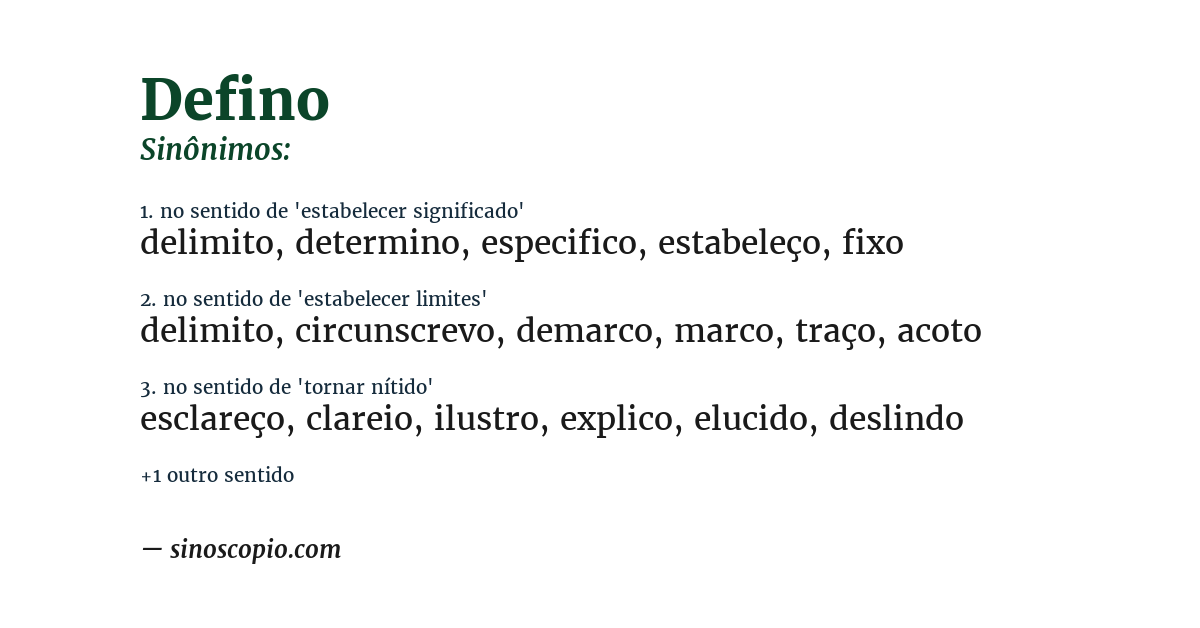 Sinônimo de defino