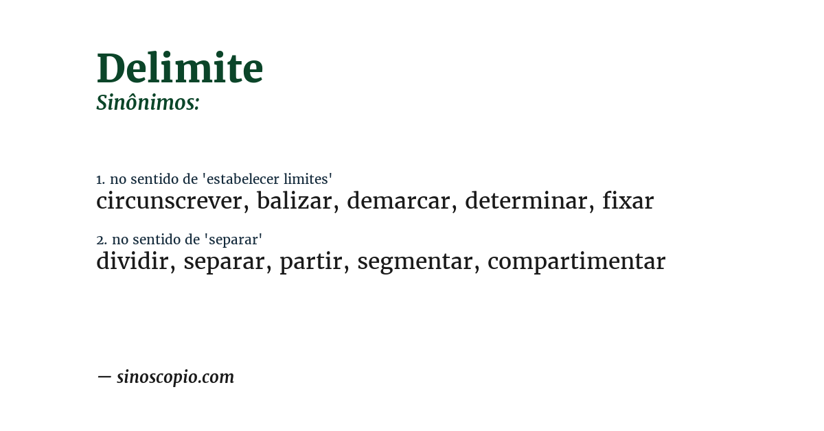 Sinônimo de delimite