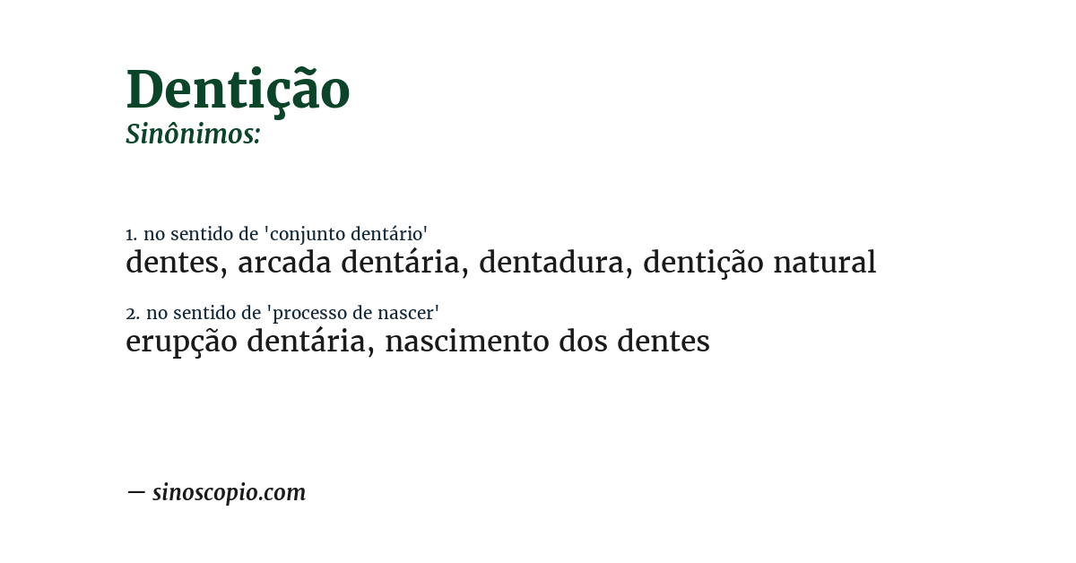Sinônimo de dentição