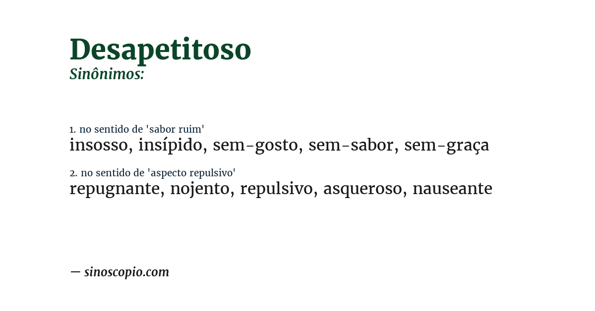 Sinônimo de desapetitoso