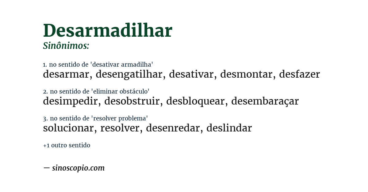 Sinônimo de desarmadilhar