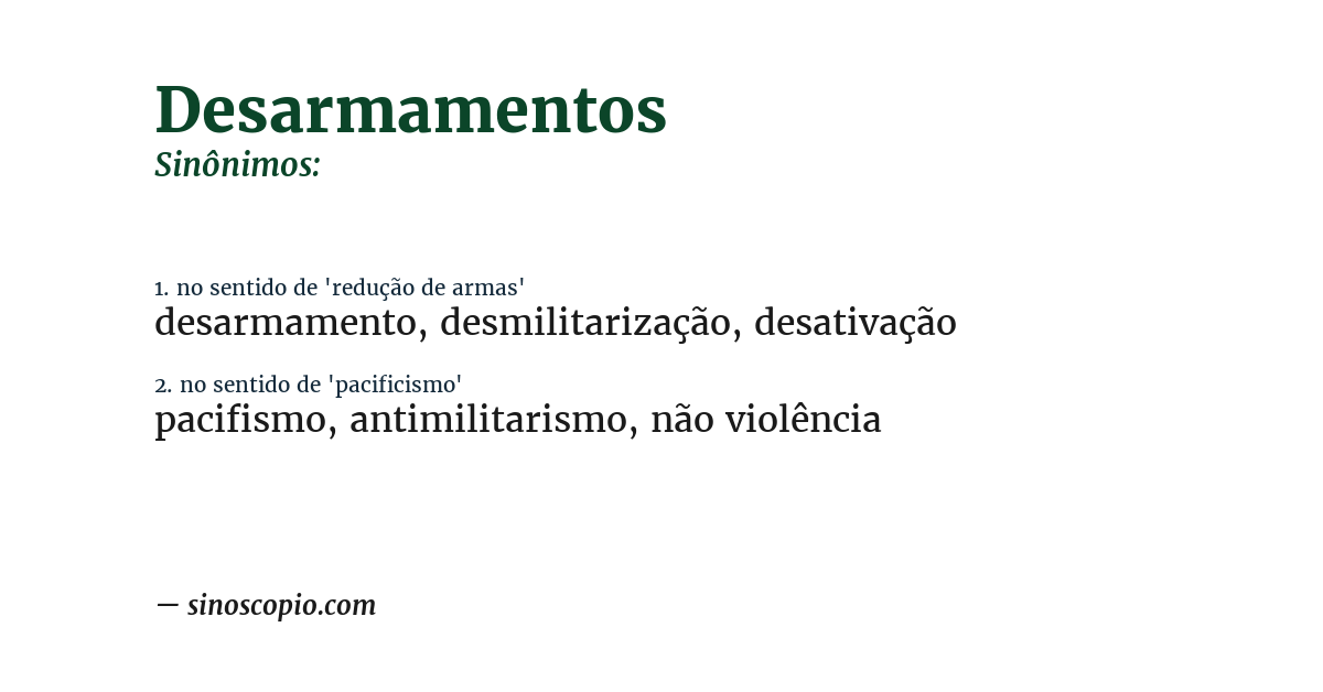 Sinônimo de desarmamentos