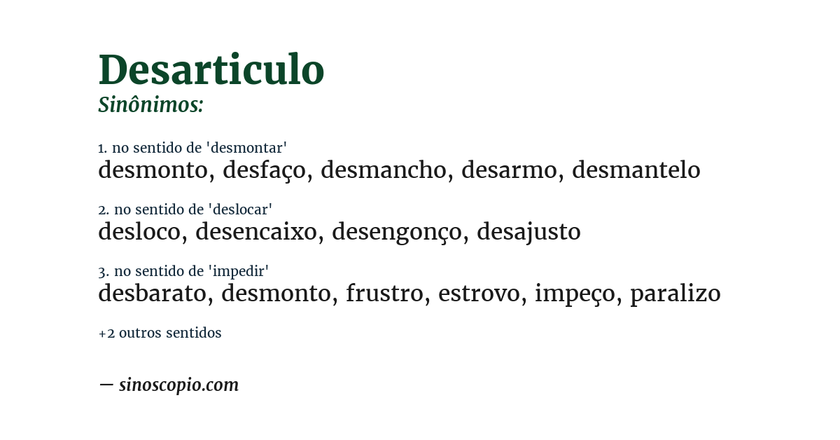 Sinônimo de desarticulo