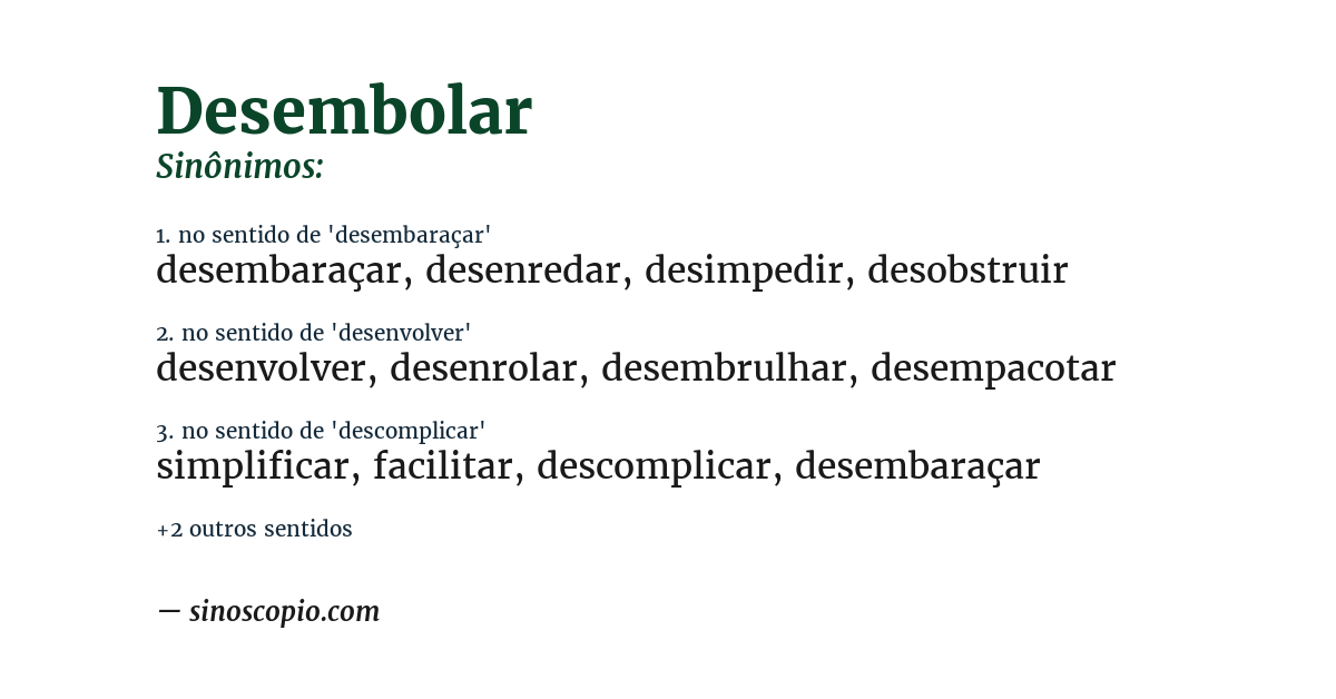 Sinônimo de desembolar