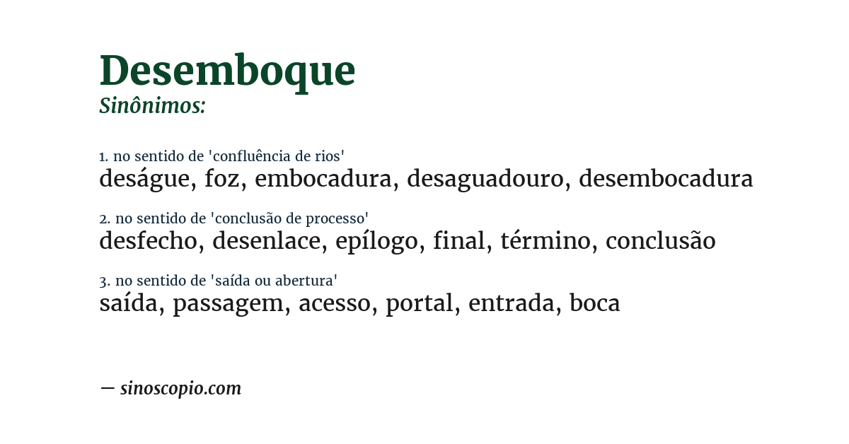 Sinônimo de desemboque